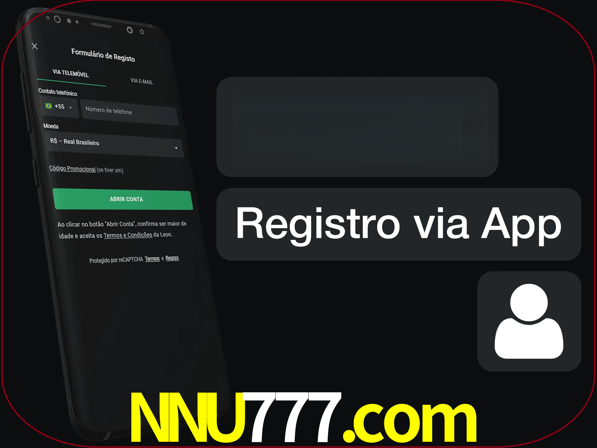 Registre-se com duas etapas usando o aplicativo.