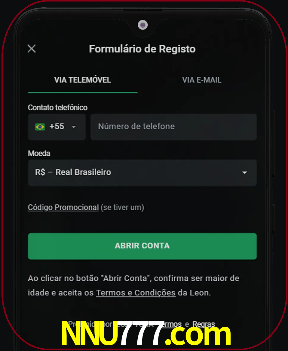 Abra o aplicativo e inicie o processo de registro.