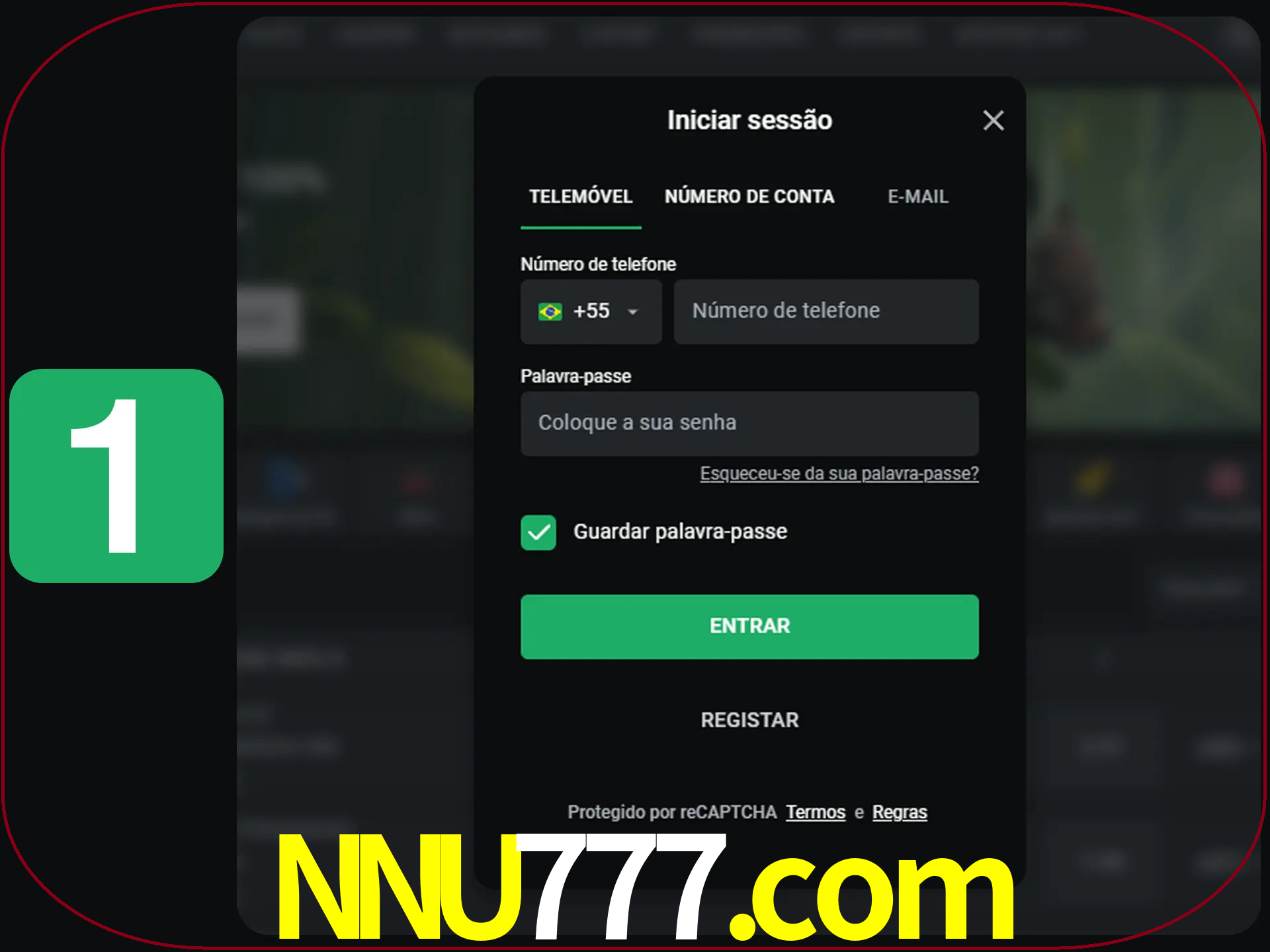 Clique no botão Entrar.